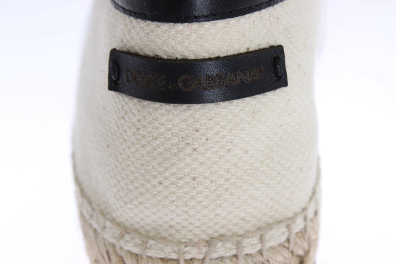Cream White Canvas Logo Espadrilles