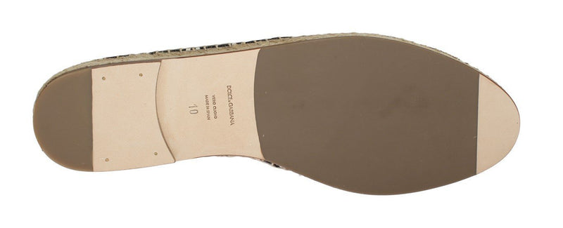 Black White Striped Canvas Espadrilles