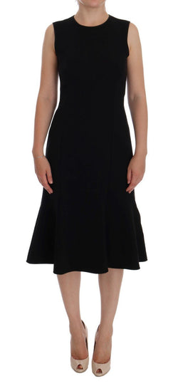 Black Wool Stretch Shift Dress