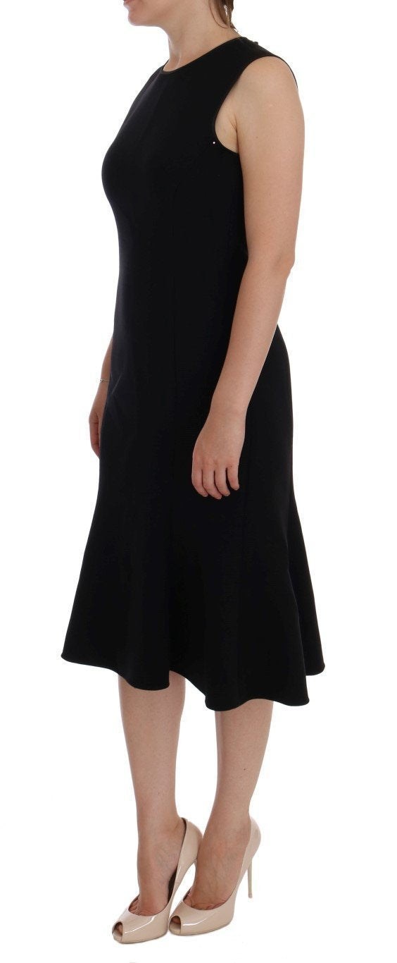 Black Wool Stretch Shift Dress