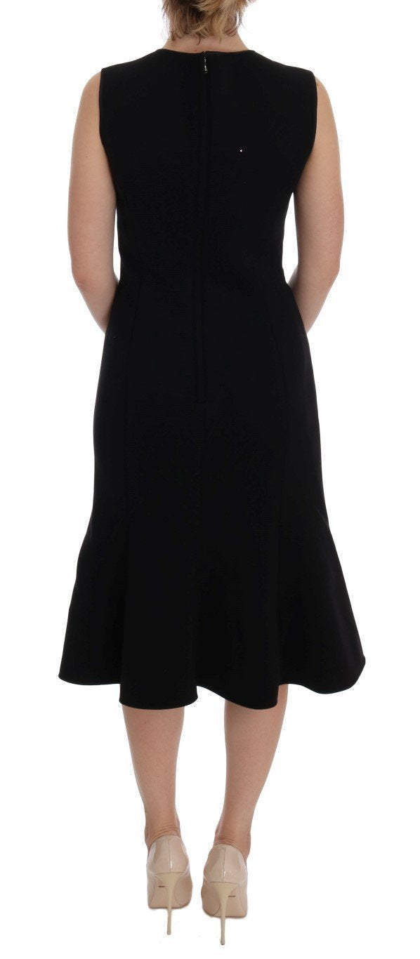 Black Wool Stretch Shift Dress