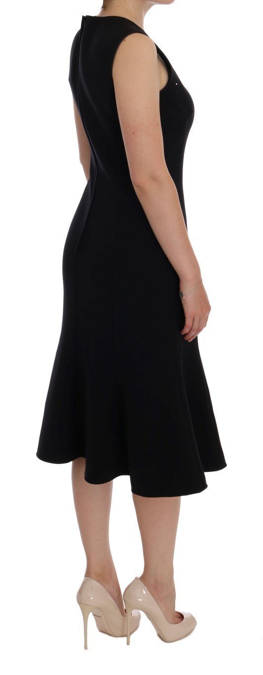 Black Wool Stretch Shift Dress