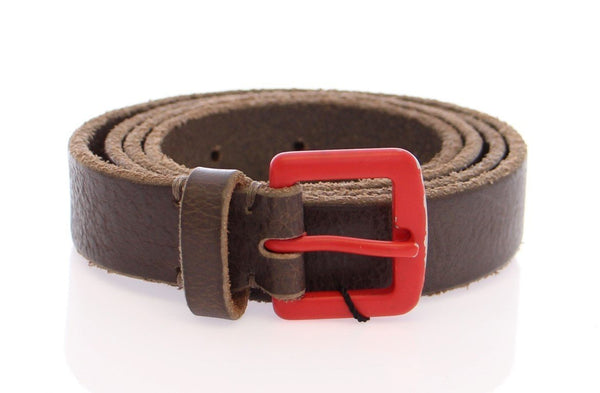 Brown Leather Logo Belt