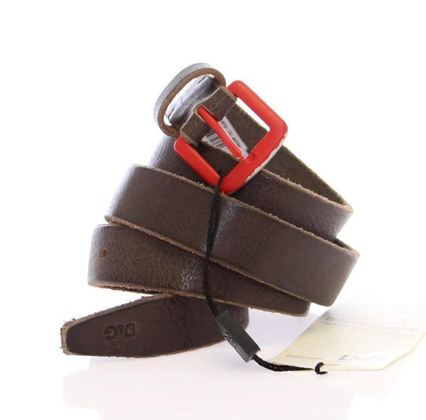 Brown Leather Logo Belt