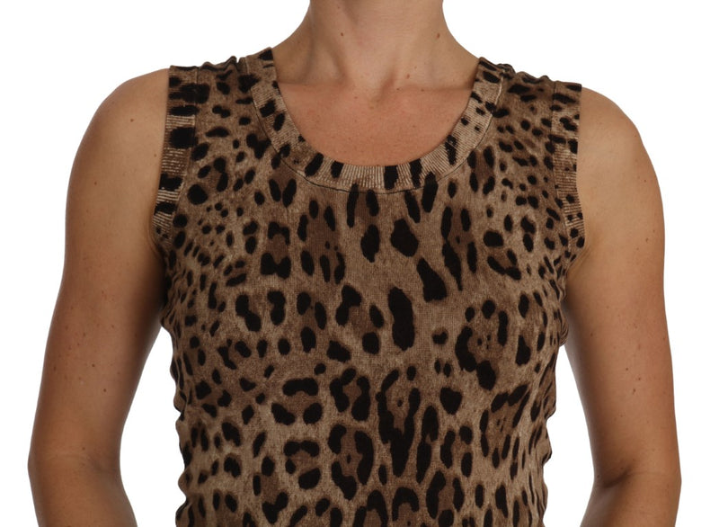 Cami Vest Wool Brown Leopard Print