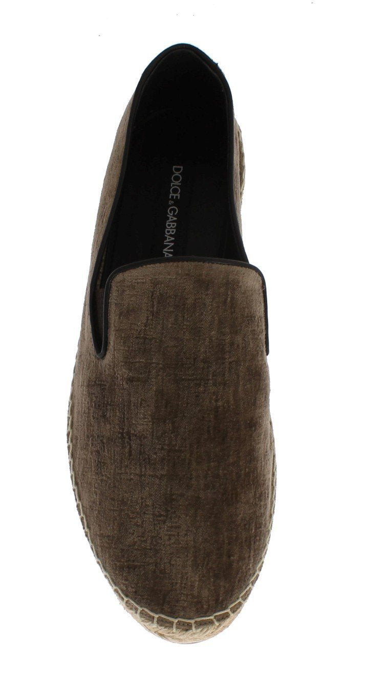 Beige Velvet Logo Loafers Espadrilles