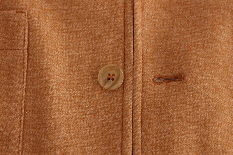 Beige Wool Blend Two Button Blazer