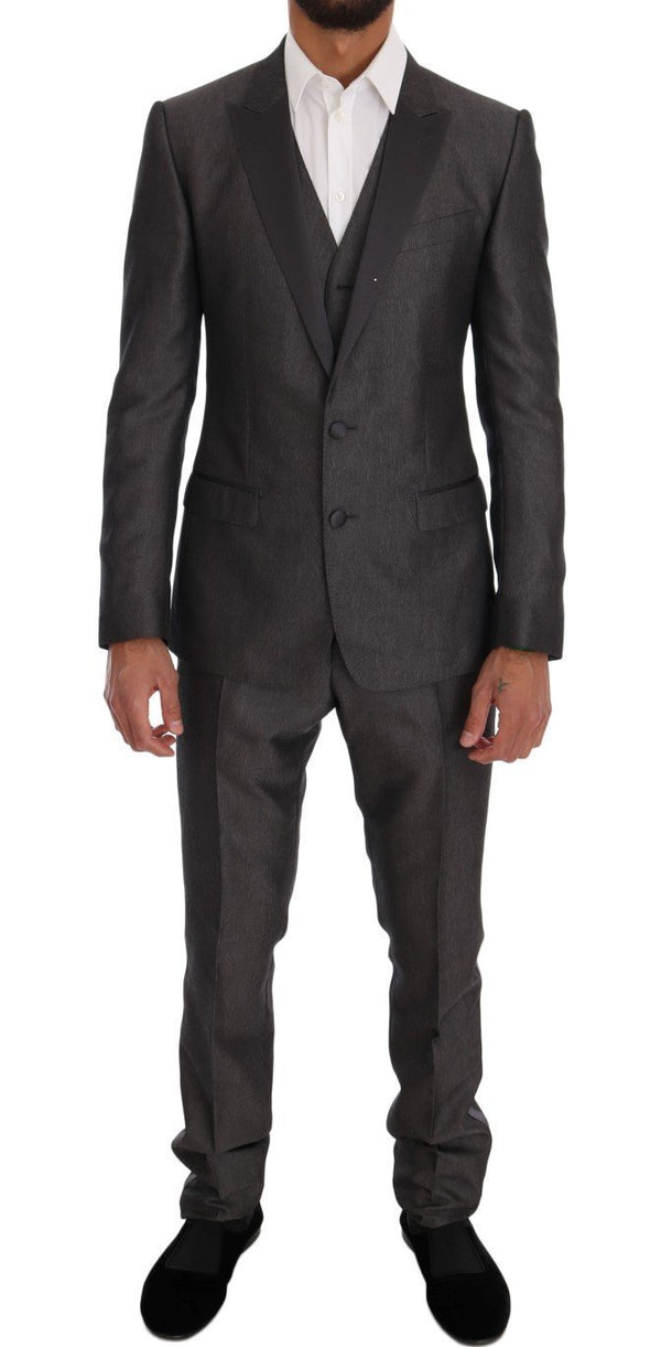 Gray Slim Fit MARTINI Wool 3 Piece Suit