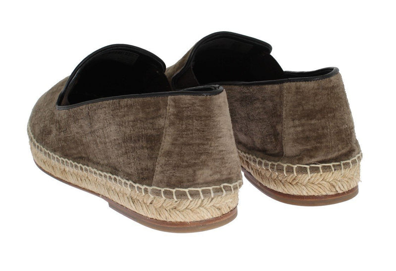 Beige Velvet Logo Loafers Espadrilles