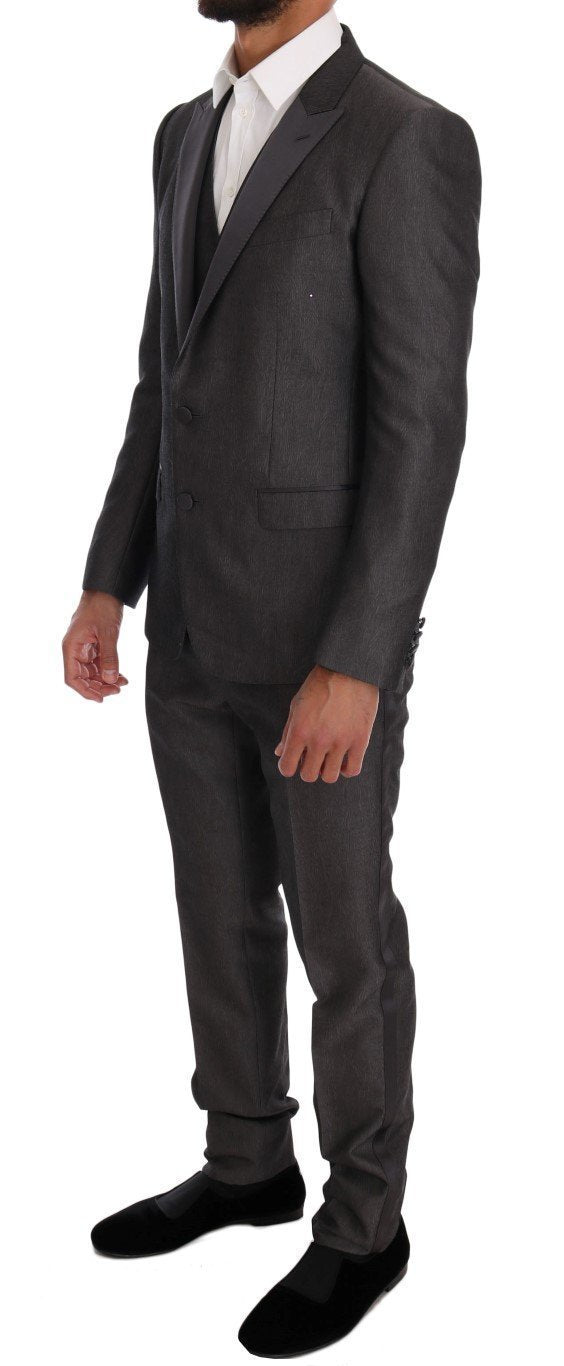 Gray Slim Fit MARTINI Wool 3 Piece Suit