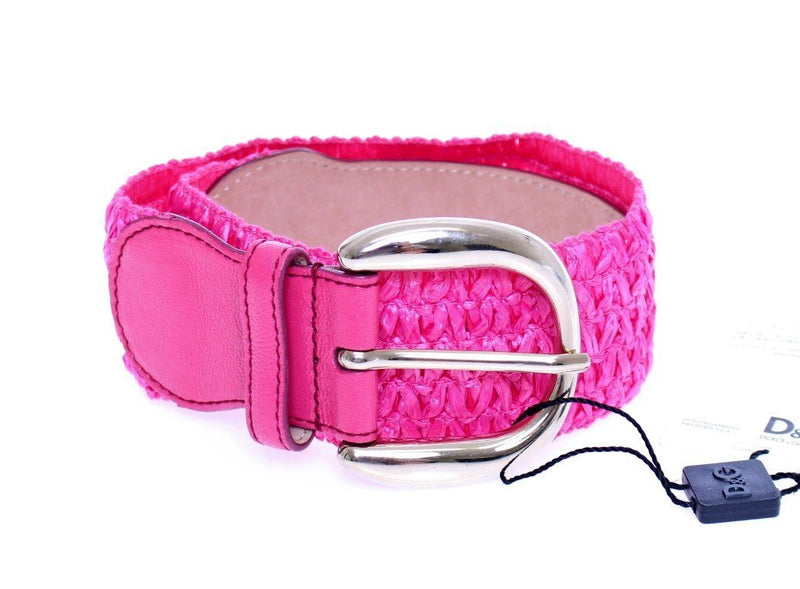 Pink Leather Logo Belt