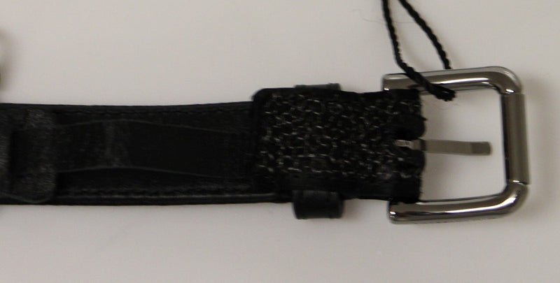 Black Silk Sequined Silver Logo Belt