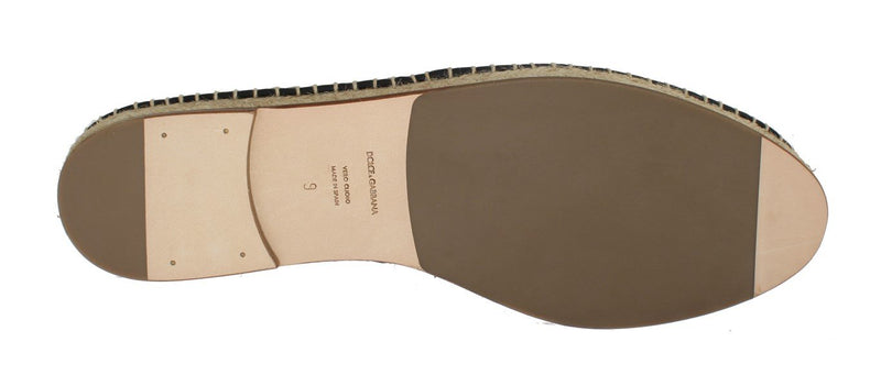 Gray Leather Woven Loafers Espadrilles