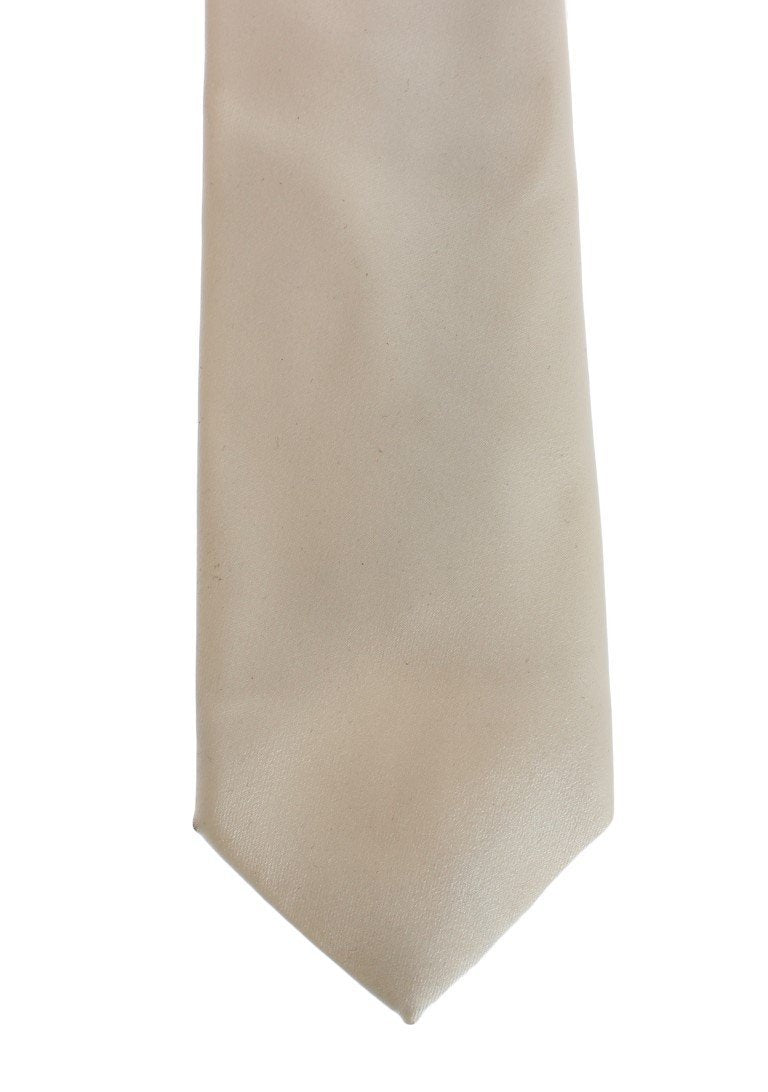White Solid Silk Skinny Tie