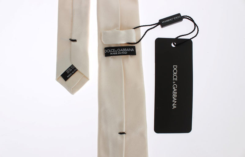White Solid Silk Skinny Tie