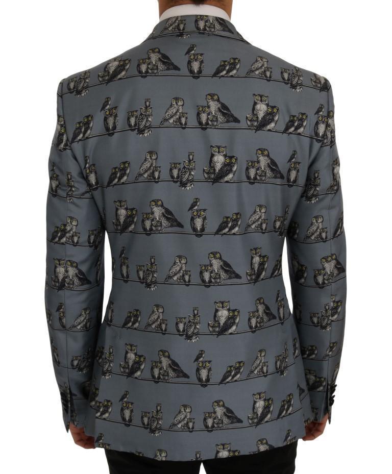 Blue Owl Print Slim Fit Blazer Jacket