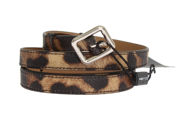 Brown Leopard Silver Buckle Belt