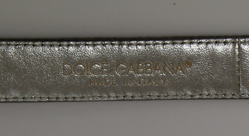 Silver Silk Sequined Silver Logo Belt