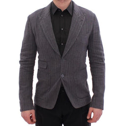 Gray linen slim fit blazer