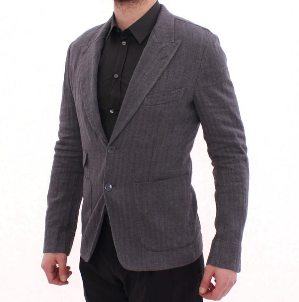 Gray linen slim fit blazer