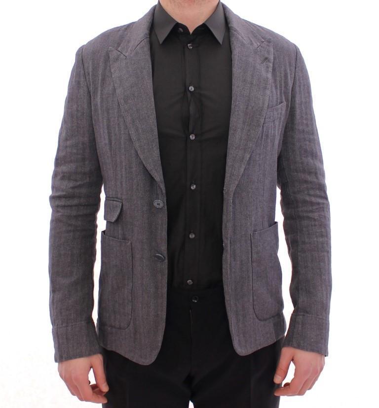 Gray linen slim fit blazer