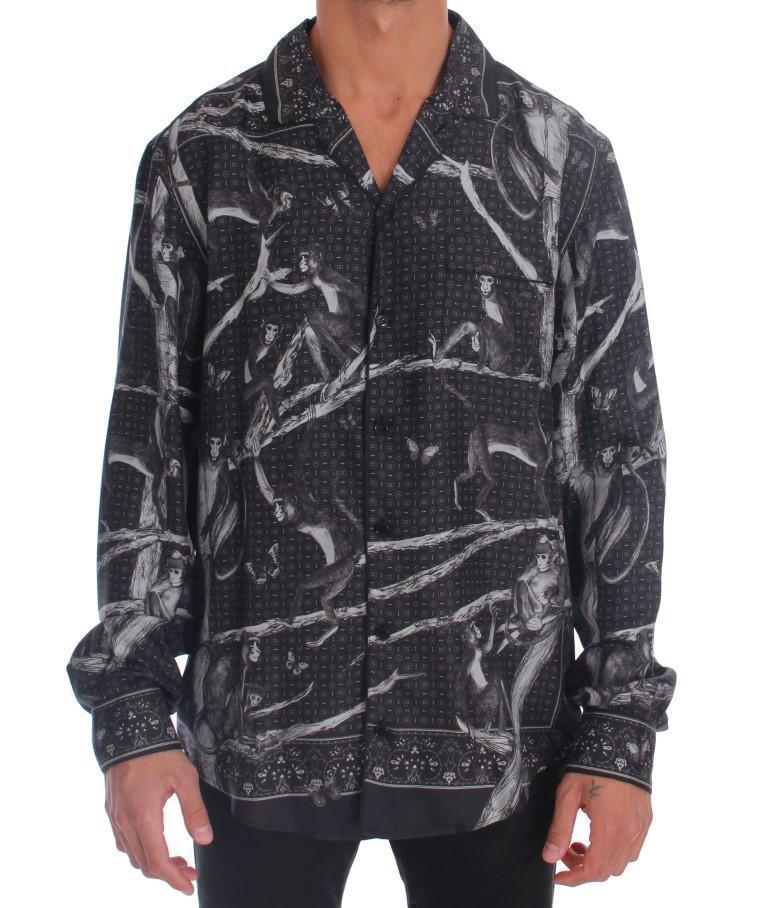 Gray Monkey Print Pajama Shirt