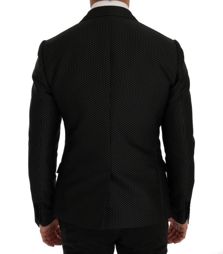 Black Jacquard Slim Fit Blazer Jacket