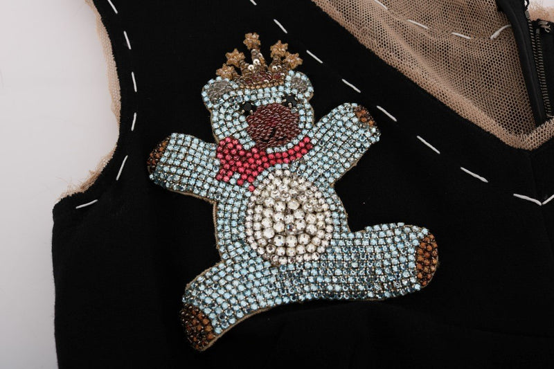 Brown Crystal Bear Key Clock Wool Dresss