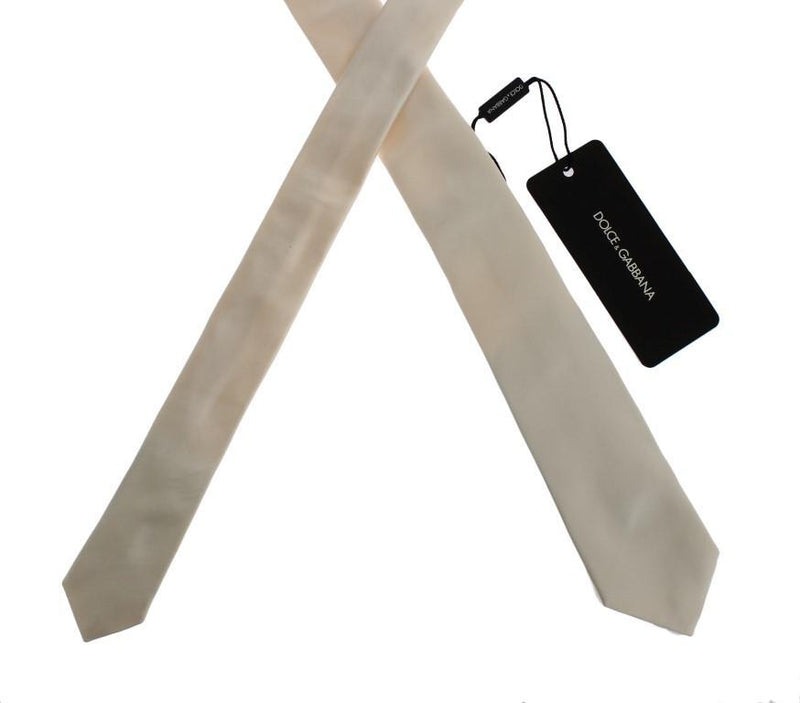 Ivory White Solid Silk Skinny Tie