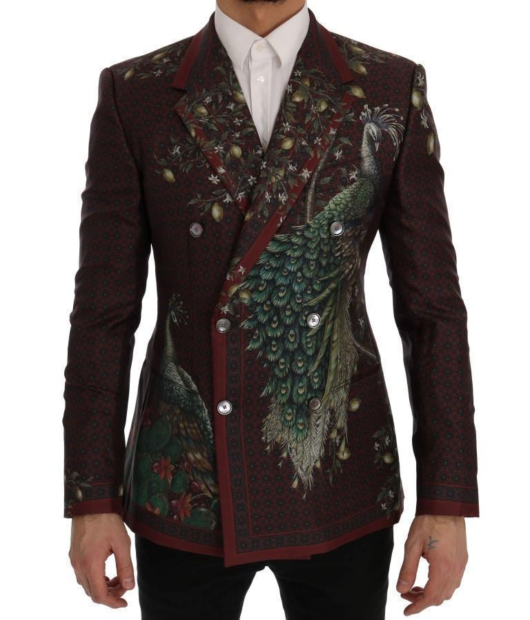 Bordeaux Peacock Silk Slim Fit Blazer Jacket
