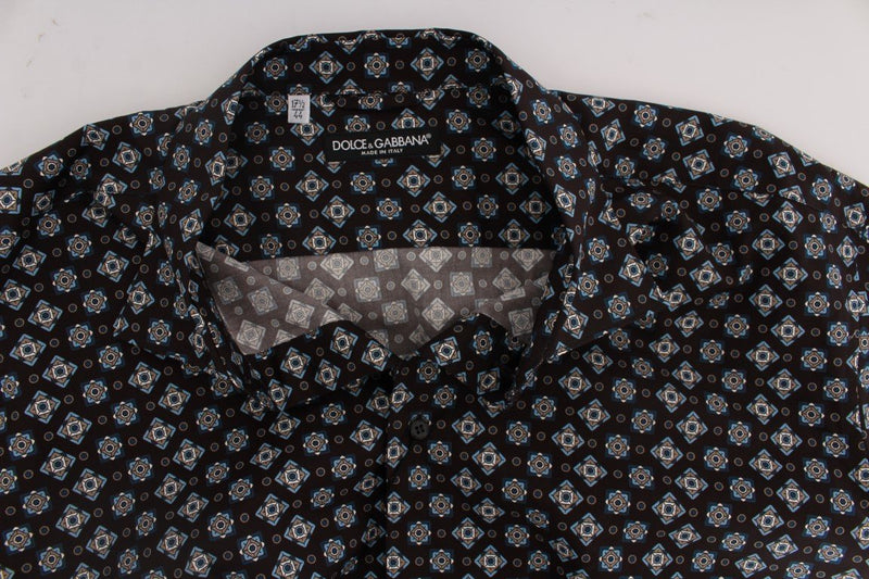 Black 100% Cotton Blue Print Casual Shirt