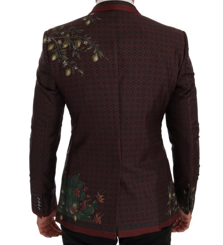 Bordeaux Peacock Silk Slim Fit Blazer Jacket