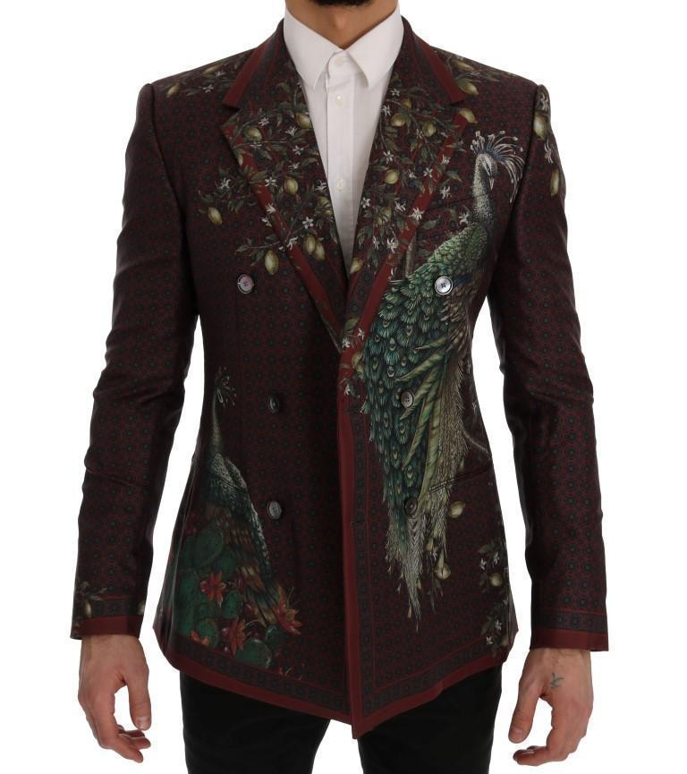 Bordeaux Peacock Silk Slim Fit Blazer Jacket