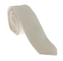 White Solid Silk Skinny Slim Tie
