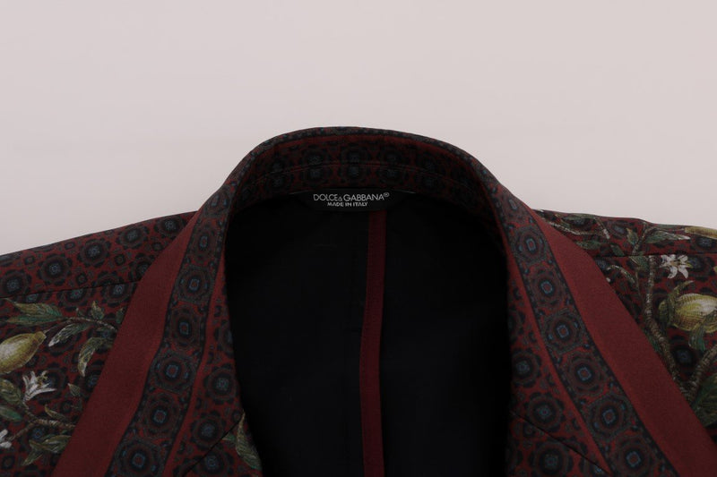 Bordeaux Peacock Silk Slim Fit Blazer Jacket