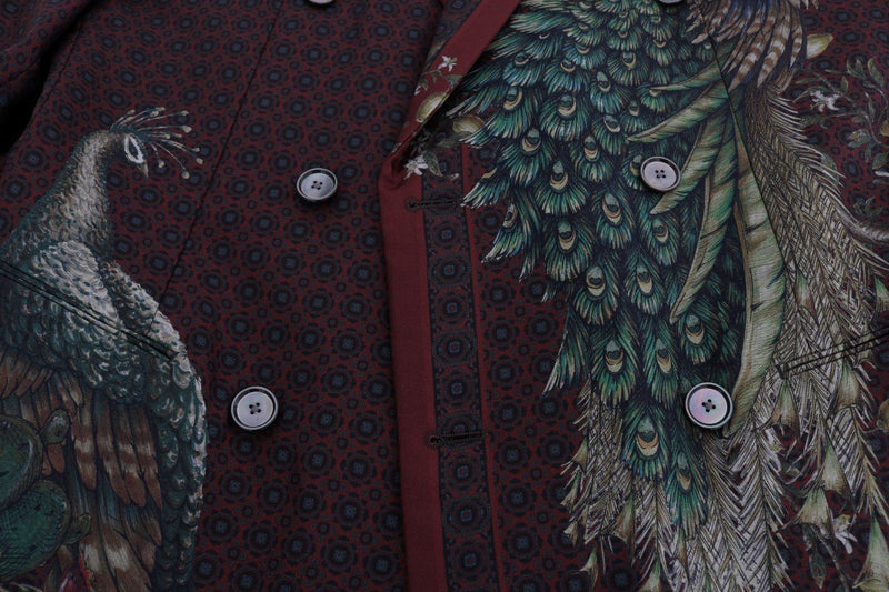 Bordeaux Peacock Silk Slim Fit Blazer Jacket
