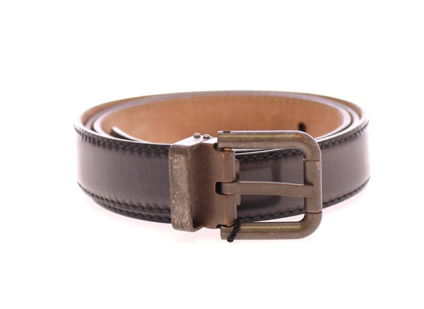 Gray Leather Logo Belt