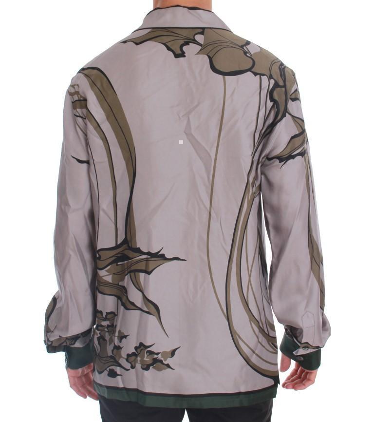 Gray Green Print Silk Casual Shirt