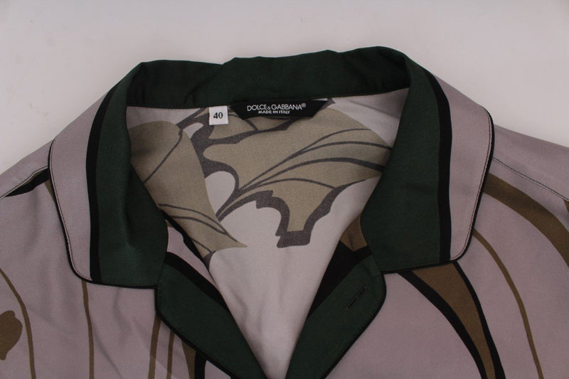 Gray Green Print Silk Casual Shirt