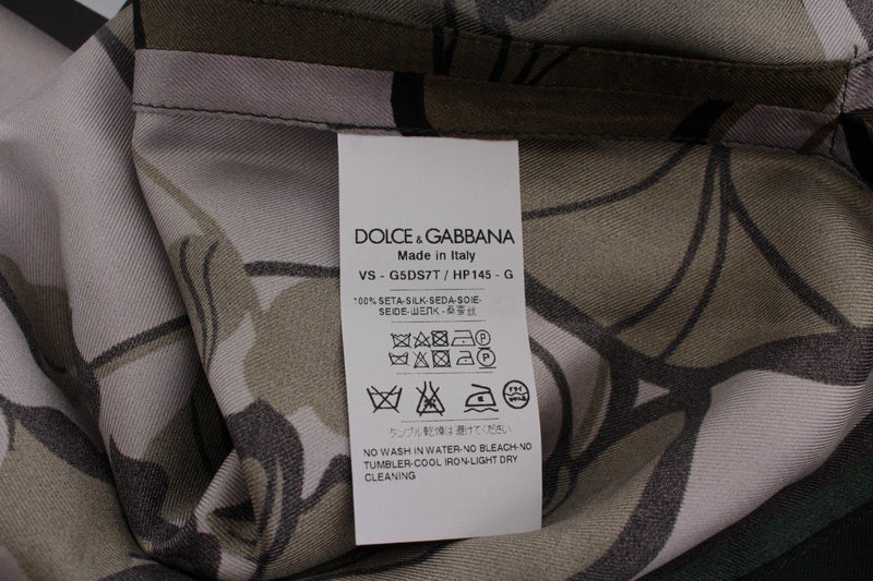 Gray Green Print Silk Casual Shirt
