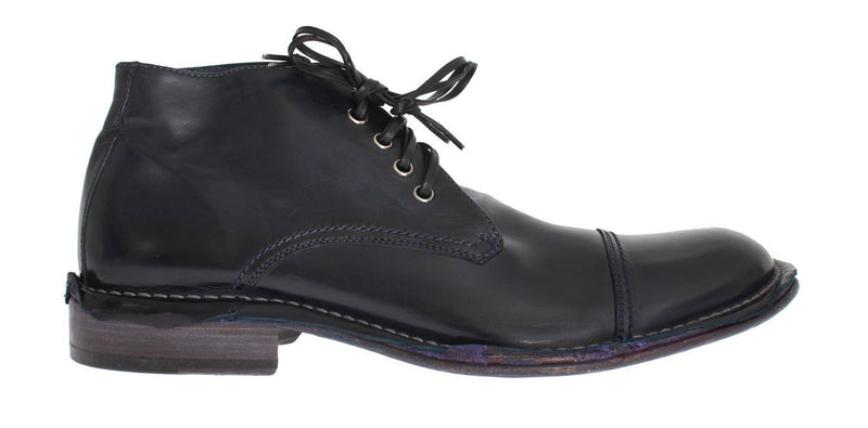 Blue Leather Ankle Chukka Boots