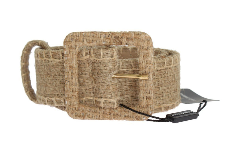 Beige Canvas Leather Wide Belt