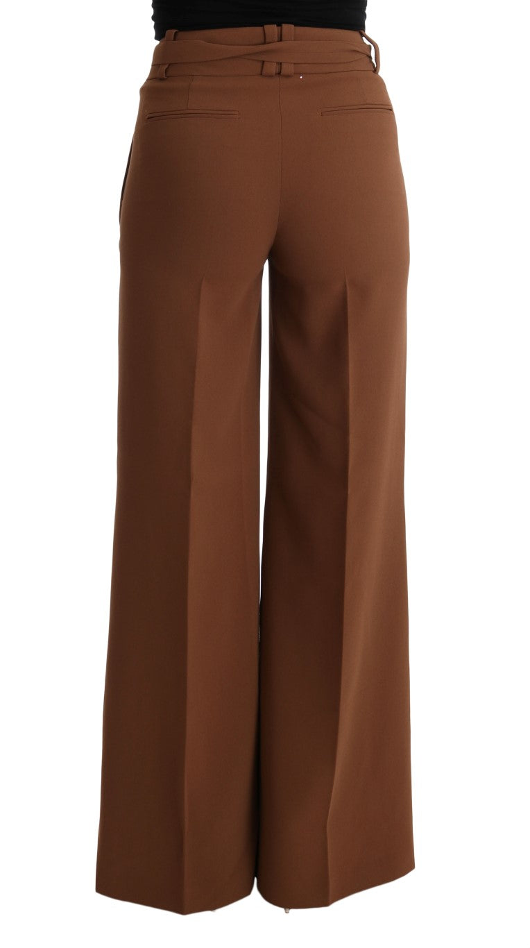 Brown Polyester Boot Cut Pants