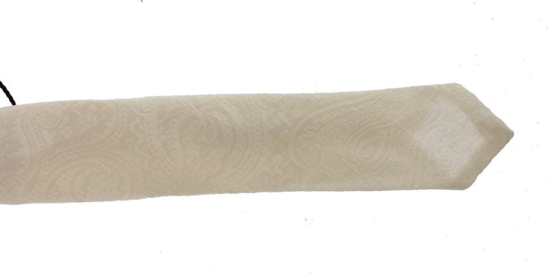 White Brocade Linen Silk Skinny Tie