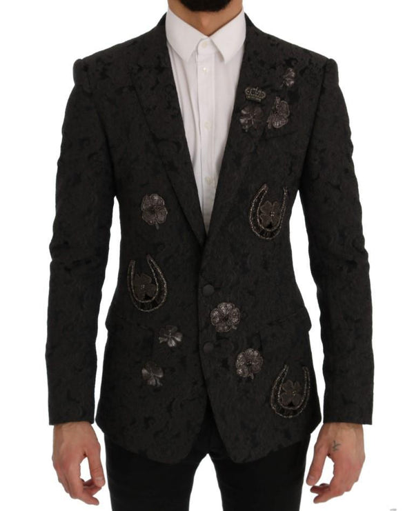 Gray Crystal Floral MARTINI Blazer Jacket