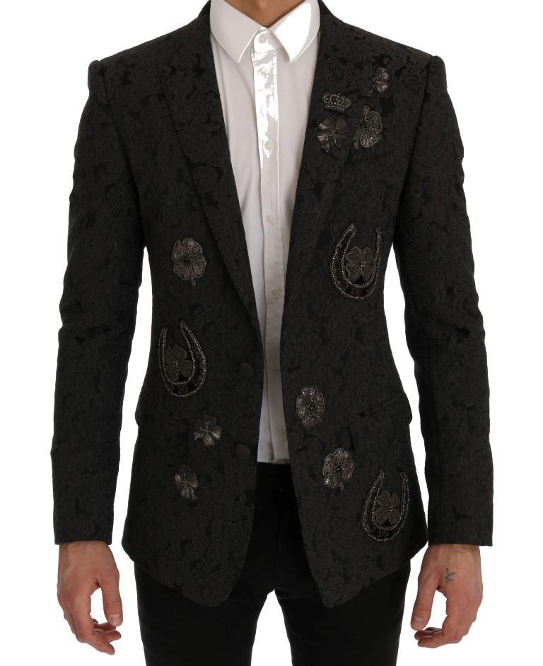 Gray Crystal Floral MARTINI Blazer Jacket