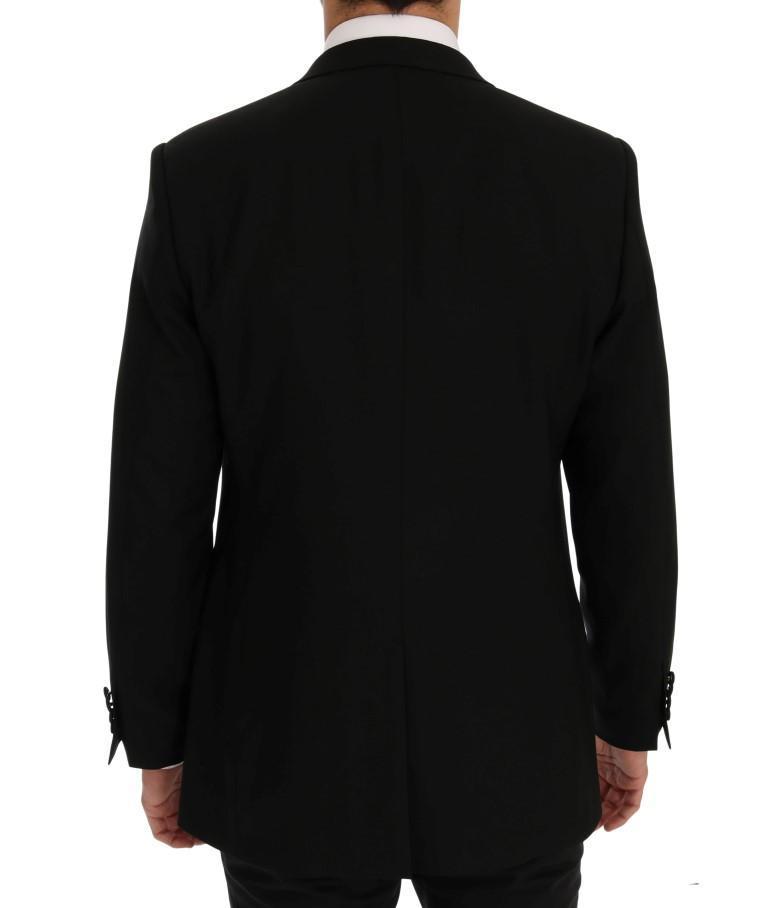 Black Wool Stretch Crystal Bee Blazer Jacket