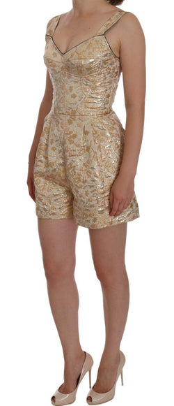 Gold Jacquard Romper Dress