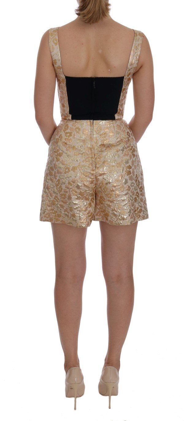 Gold Jacquard Romper Dress