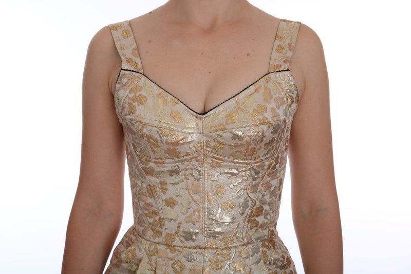 Gold Jacquard Romper Dress